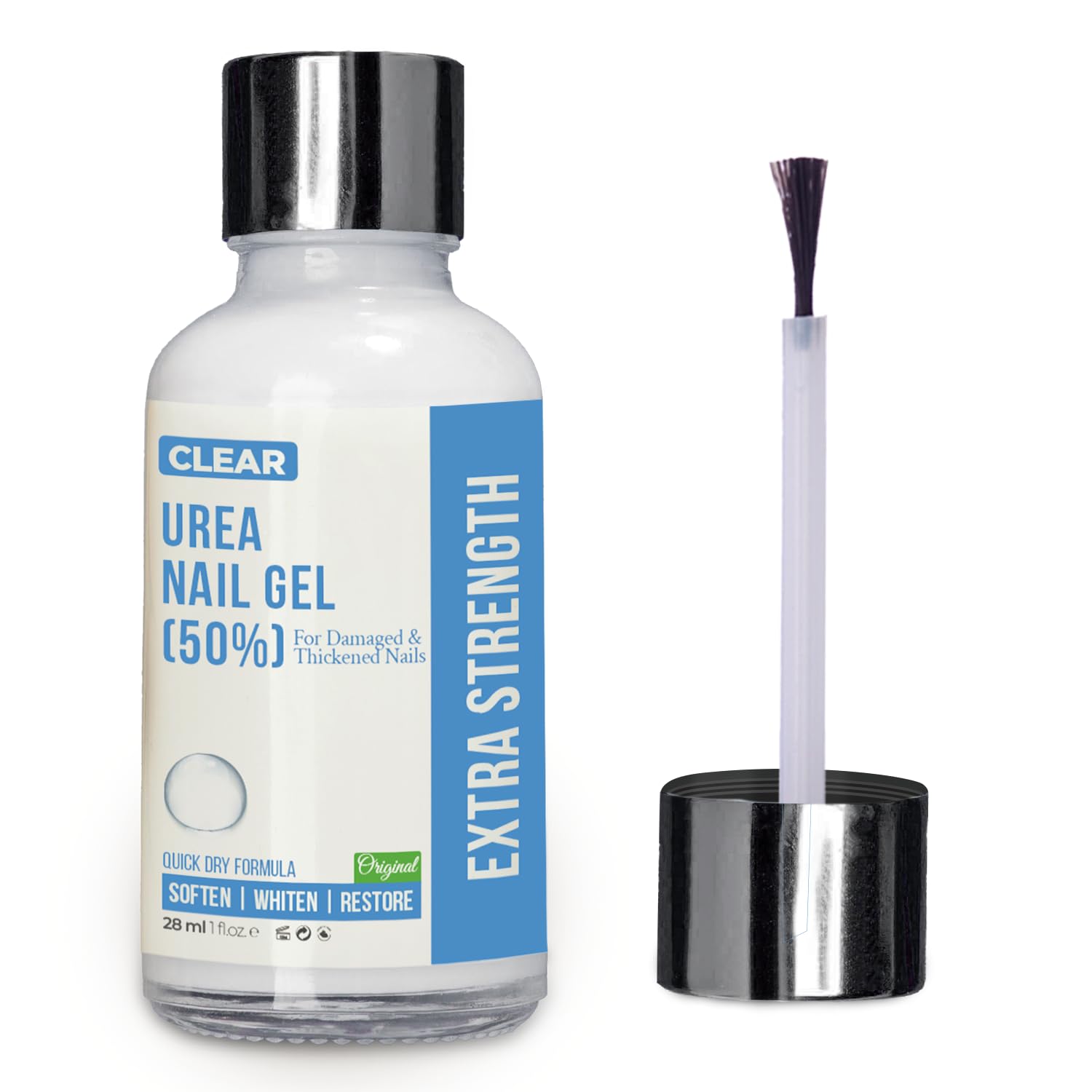 Bottle of urea nail gel with applicator