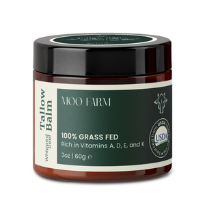 Jar of Moo Farm Tallow Balm with USDA Organic label