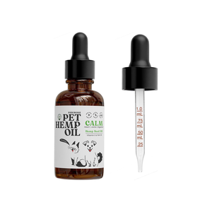 Pet hemp oil bottle with dropper