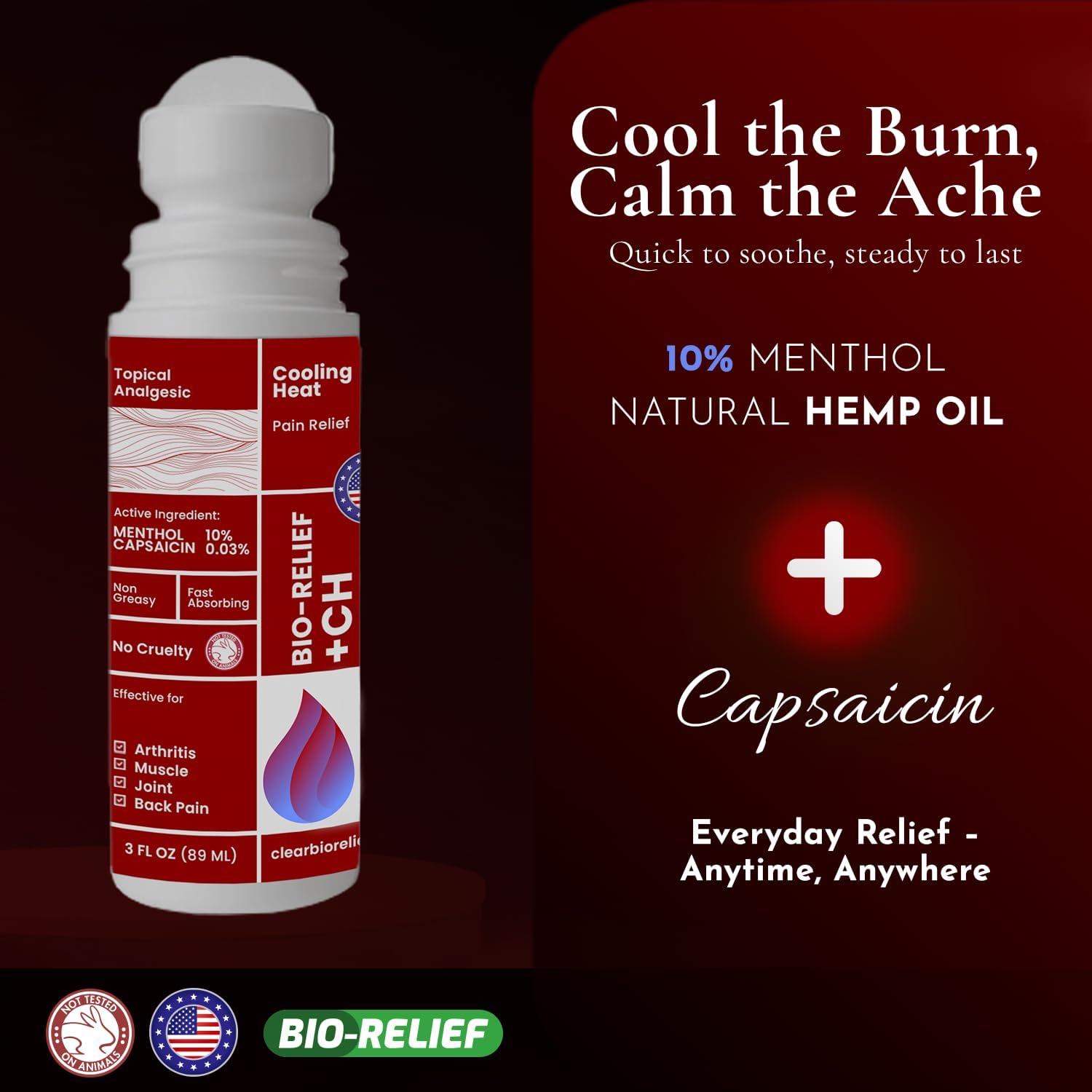 BIO-RELIEF +CH Cooling Heat Pain Relief Roll On