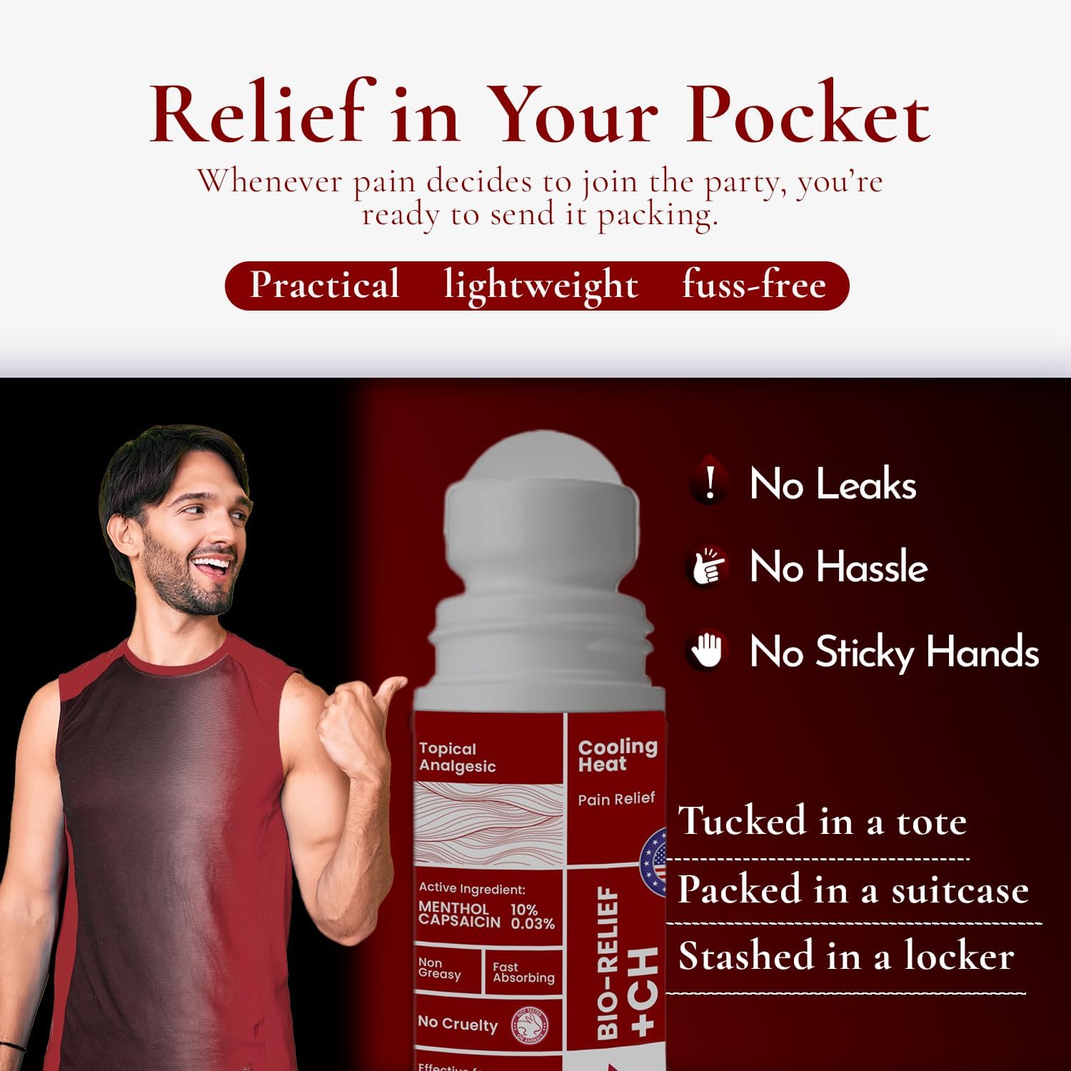 BIO-RELIEF +CH Cooling Heat Pain Relief Roll On