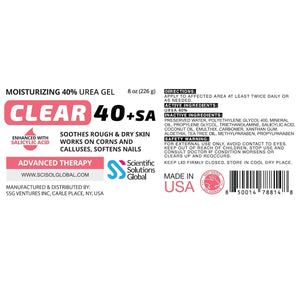 CLEAR 40 +SA, 40% Urea Gel + 2% Salicylic Acid, 8 oz