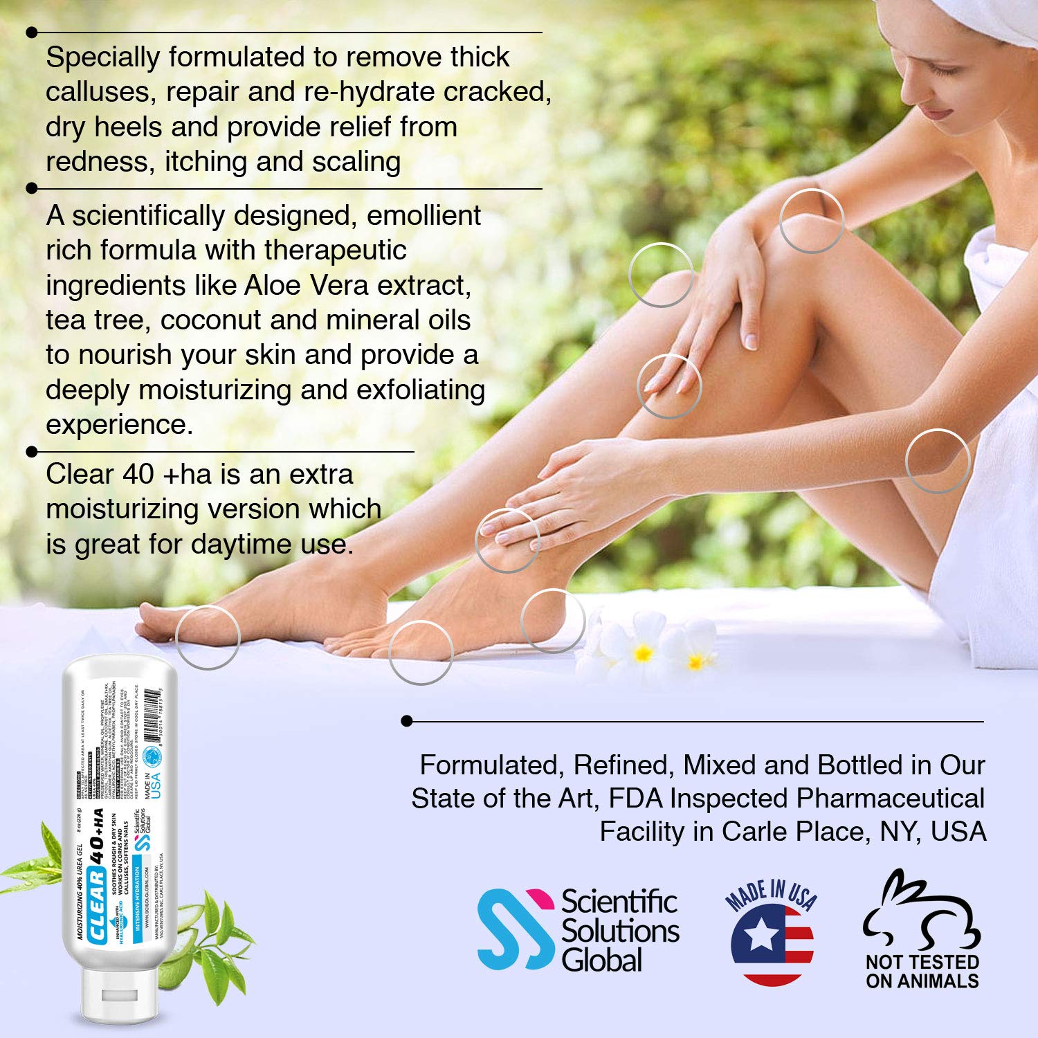 CLEAR 40 HA, 40% Urea Gel, 1% Hyaluronic Acid, 8 oz
