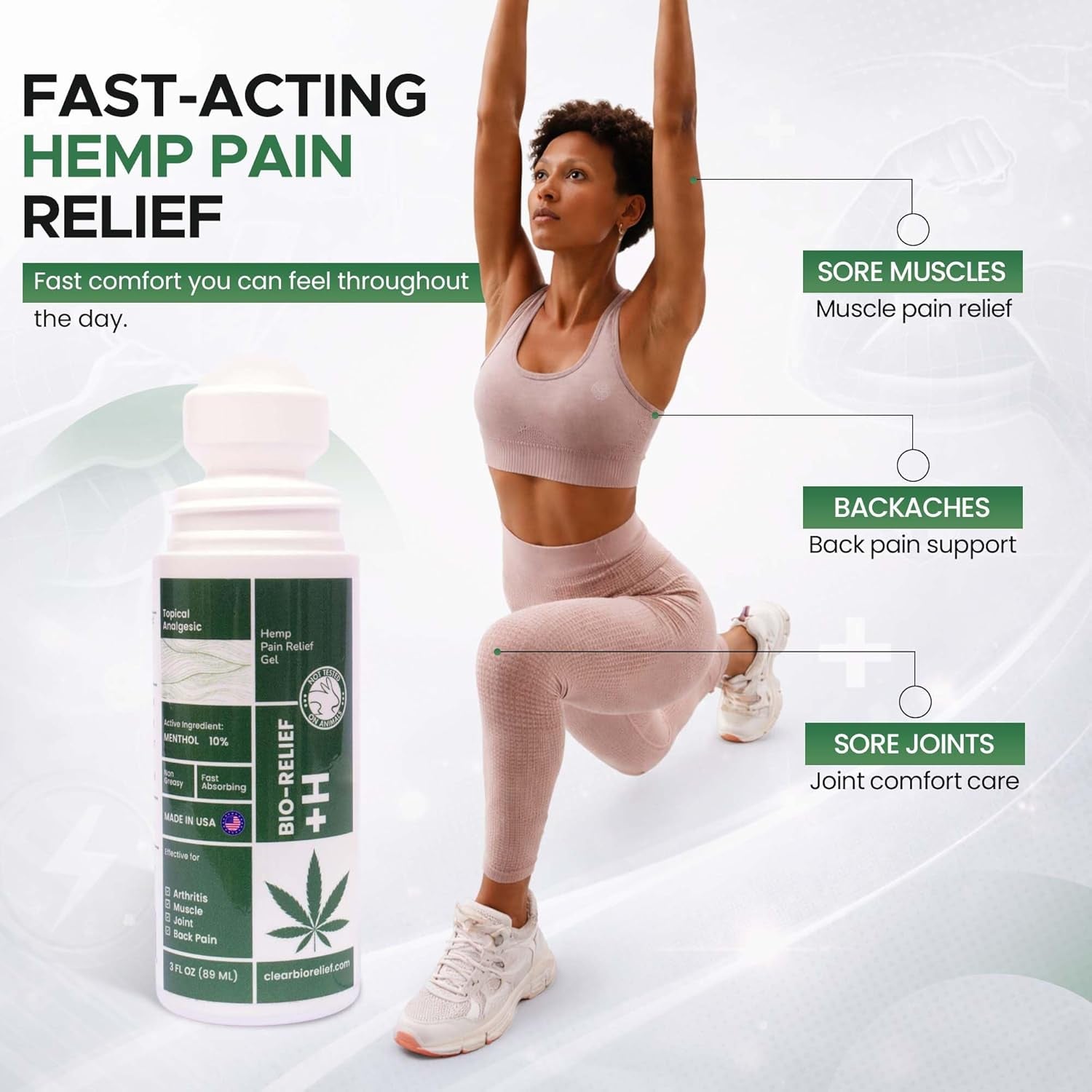 Bio-Relief +H Hemp Pain Relief Roll On