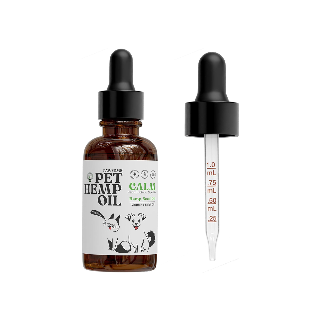 Pet hemp oil bottle with dropper