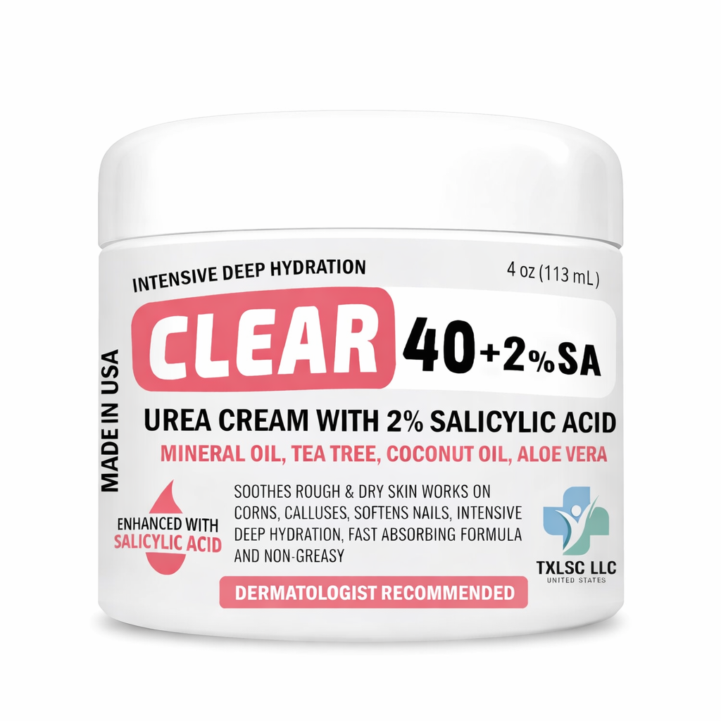 Jar of urea cream with salicylic acid 