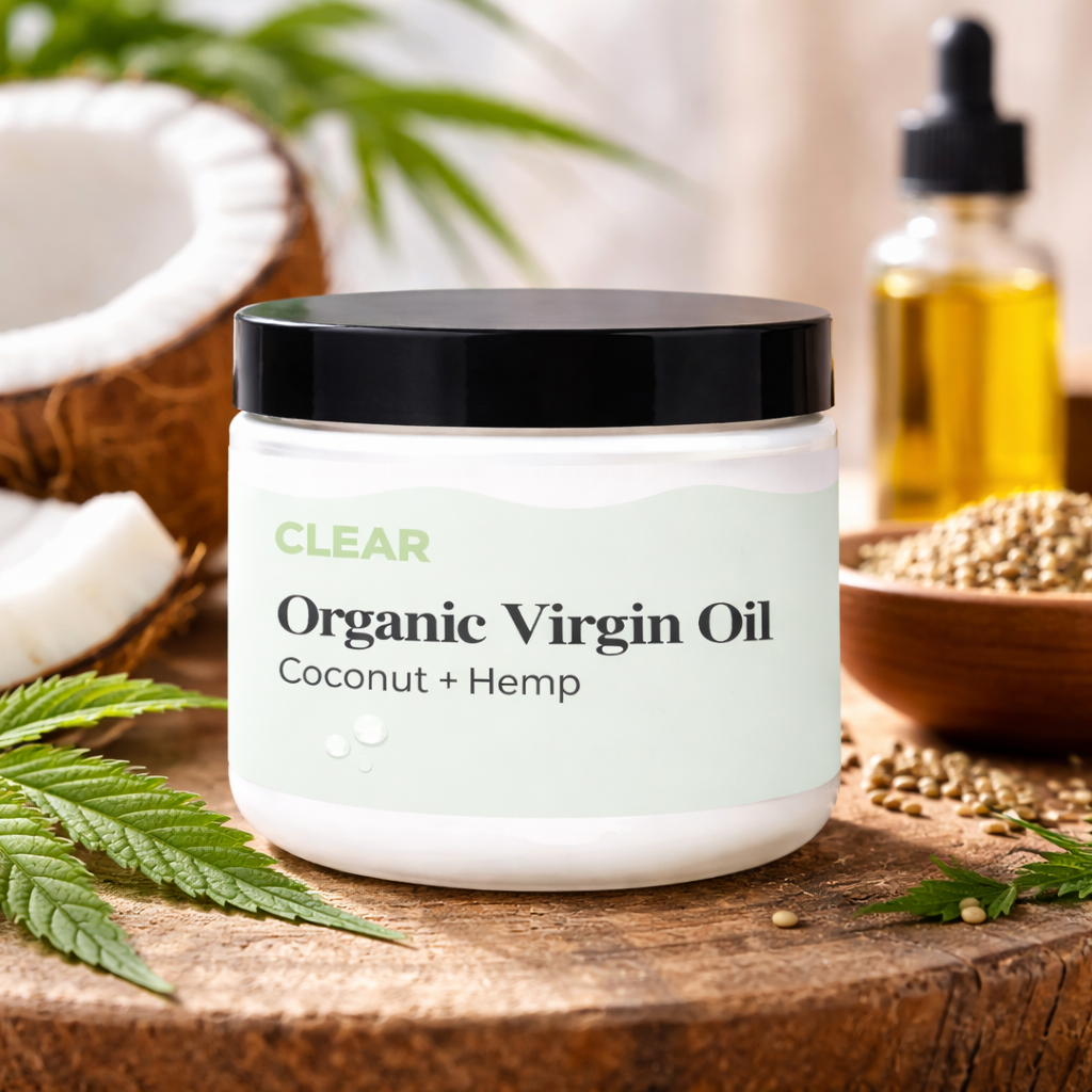 Clear Organic Virgin Oil – Coconut & Hemp